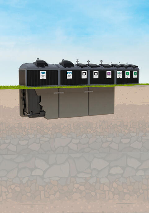 Delvis nedgravd løsning Finncont Modul